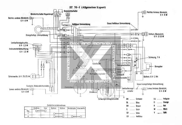 Schaltplan Honda Dax ST70 6Volt Export